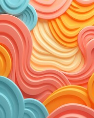 Sun background 3D, top view, vibrant theme, cartoon drawing, colored pastel.