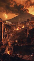 The Haunting Ruins of Pompeii: A Roman City's Final Days, Swallowed by the Fury of Mount Vesuvius's Eruption, Capturing the Tragedy of a Lost Civilization