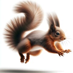 Generative AI   A squirrel in mid-air, demonstrating its remarkable jumping ability against a vibrant backdrop.