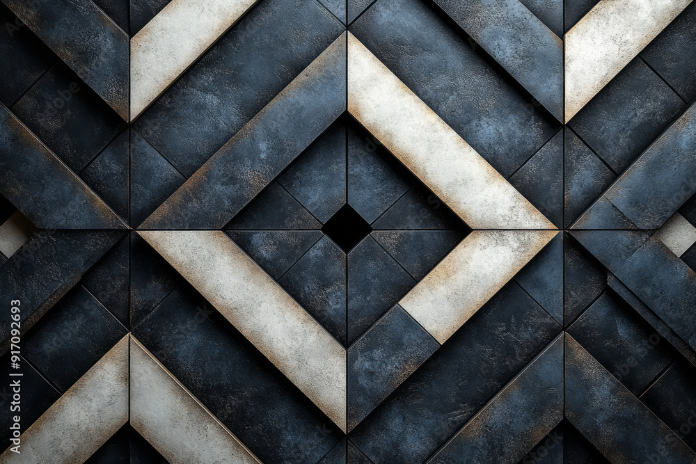 Aufkleber a seamless geometric pattern with interlocking diamonds and triangles in a monochrome palette,