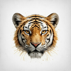 Golden Tiger Head with Sunburst Design	