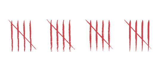 Tally marks on a prison wall isolated. Counting signs. Vector illustration.EPS10