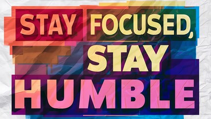 Stay focused, stay humble colorful background and text (T-shirt Design Motivational Quote, Illustration ,Typography)
