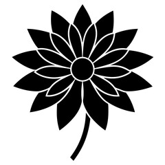 flower full icon black vector silhouettes white background