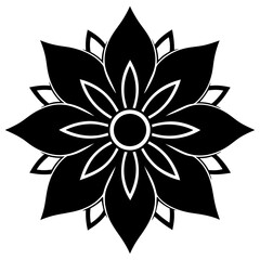 flower full icon black vector silhouettes white background