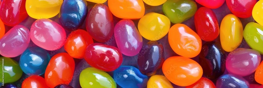 Poster delicious vibrant jelly beans in a variety of shapes perfect for adding a pop of color to a candy di