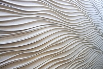Obraz premium Close-up of a pristine white wall featuring a subtle, undulating wave pattern, adding a touch of serenity and visual interest to any design.