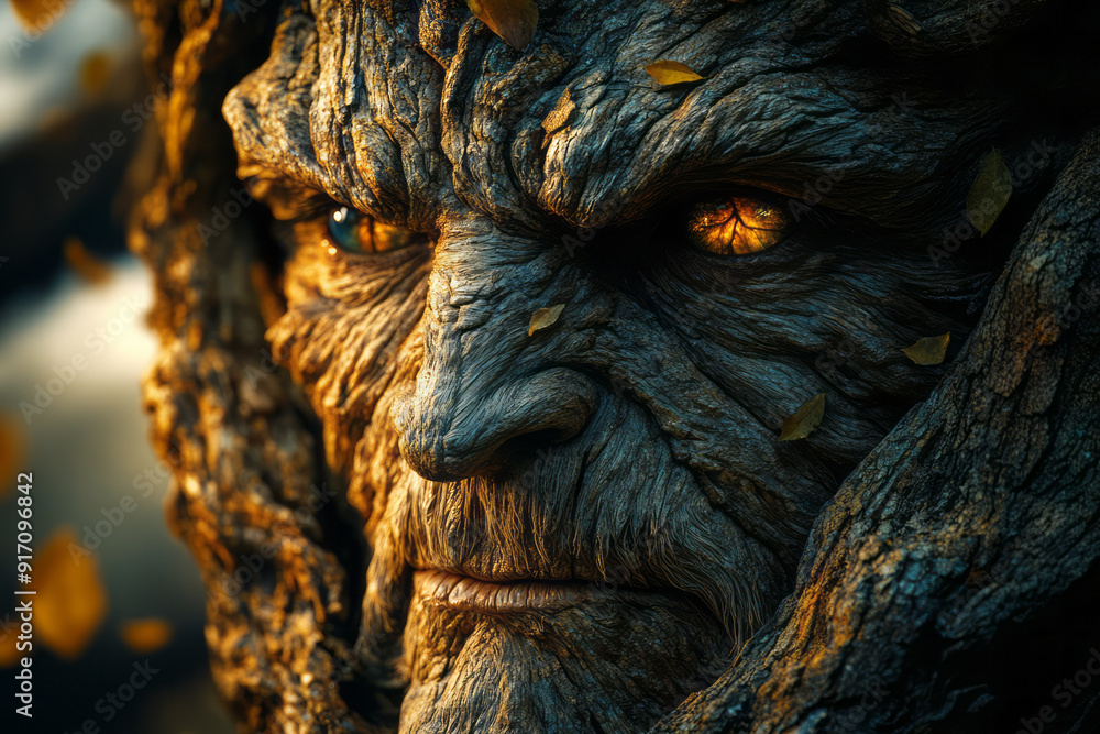 Aufkleber the sentinel of the vale, an ancient and wise tree spirit, hidden within the oldest tree in the vall