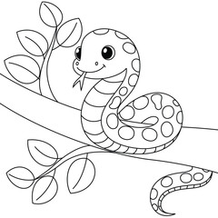 Cute Snake Outline Coloring Page For Kids