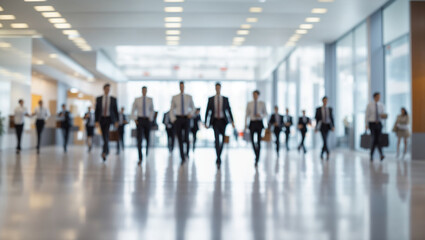 blurred motion view of people walking