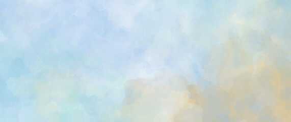 Blue and yellow watercolor vector texture background for poster, cover, banner, flyer, cards. Hand drawn summer illustration for design. Summer minimalistic background. Paper texture.