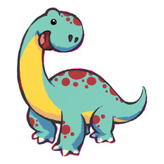 cute cartoon brontosaurus brachiosaurus dinosaur vector illustration for children