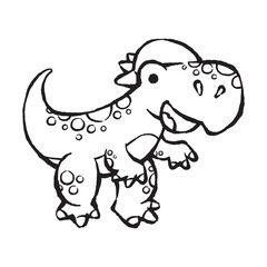 Obraz premium cute cartoon pachycephalosaurus dinosaur line art vector illustration for children