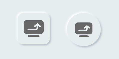 Upload solid icon in neomorphic design style. Arrow signs vector illustration.