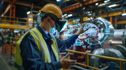 Fototapeta premium Workers using augmented reality for maintenance