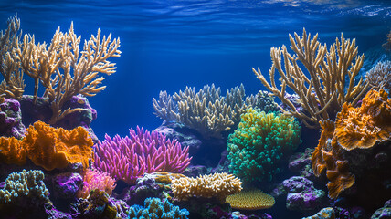 Colorful coral reef under the sea