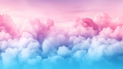 Fototapeta premium Soft pink and blue clouds blending in a serene sky, creating a dreamy and tranquil atmosphere perfect for backgrounds.