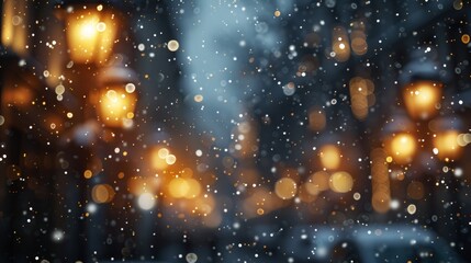 Obraz premium Winter night city in festive Christmas and New Year lights bokeh