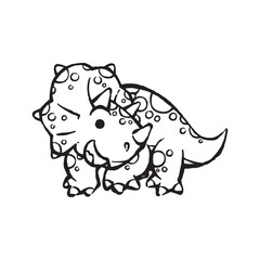 cute cartoon triceratops dinosaur line art vector illustration for children