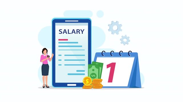 Salary vector concept. 2d video animation 4k clip.