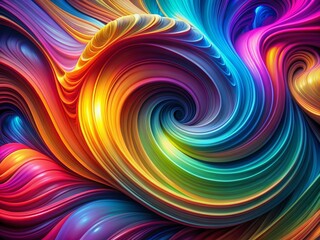 Vibrant neon hues swirl together in undulating, three-dimensional waves of fluid liquid, evoking a mesmerizing, futuristic atmosphere in this stunning, high-contrast abstract design.