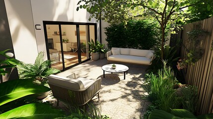small patio in a townhouse