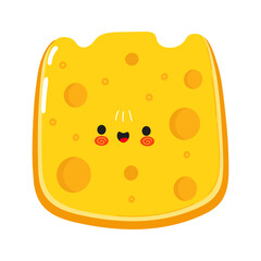 Cheese character. Vector hand drawn cartoon kawaii character illustration icon. Isolated on white background. Cheese character concept
