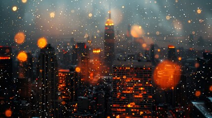 Fototapeta premium New Year's bright background Winter Christmas and New Year's lights bokeh night city. Festive winter streets