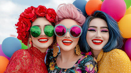 Obraz premium Vibrant Celebration at LGBTQ+ Pride Parade A Joyful Transgender and Drag Queen Individual Embracing Diversity and Inclusion at CSD