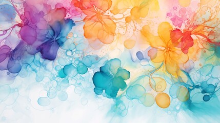 Abstract Watercolor Floral Design in Pastel Colors with Copy Space