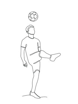 soccer player juggling ball single line clip art preview