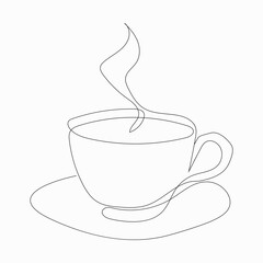 Continuous line art of Cup of Tea.
