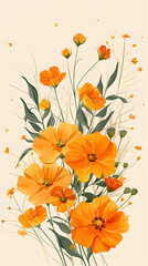 Naklejka premium Marigold bouquet on background illustration