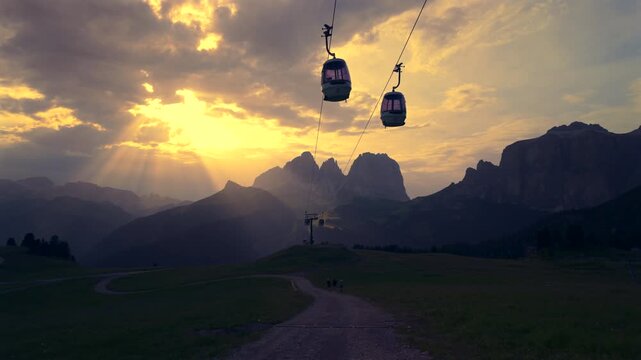 beautiful sunset in alps summer time