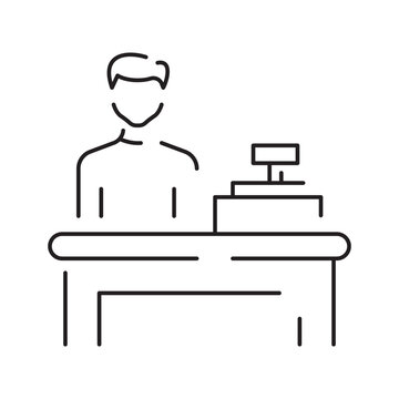 recommend clip art: Cashier and Cash register line icon design. Payment service machine sign and symbol