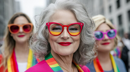 Obraz premium Vibrant Celebration at LGBTQ+ Pride Parade A Joyful Transgender and Drag Queen Individual Embracing Diversity and Inclusion at CSD