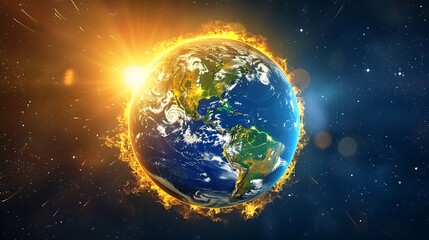 Fototapeta premium Earth Shield: Protecting Against UV Rays - Ozone Layer Concept for Global Protection