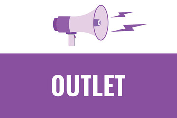 outlet button, banner, label, template for website. outlet text with colorful megaphone icon
