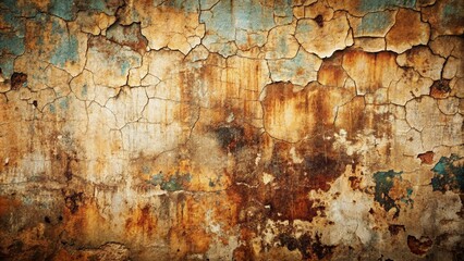 Obraz premium Rough, weathered, gritty distressed overlay grunge background illustration with worn, aged texture, cracks, and crevices, evoking a sense of decay and urban neglect.