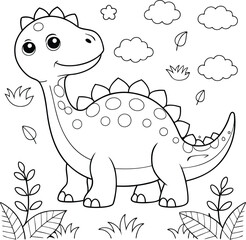 dinosaur coloring page for kids line art illustration 