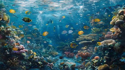 Marine ecosystem backdrop background illustration