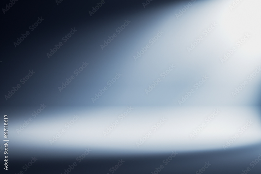 Poster Abstract blue gradient backdrop with spotlight and shadows. 3D Rendering