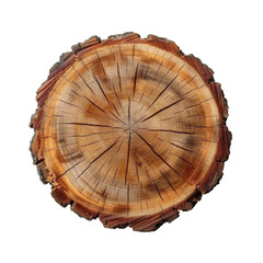 Top view of Tree stump trunk isolated on transparent background cutout PNG