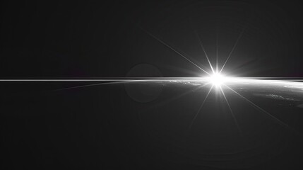 Fototapeta premium white horizontal lens flare on black background