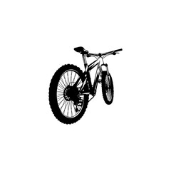 bicycle rear view right side black and white vector line art