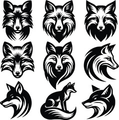 Fox silhouette design template 