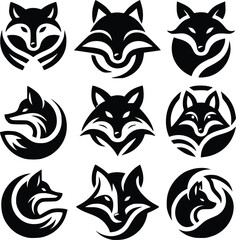 Fox silhouette design template 