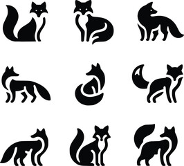 Fox silhouette design template 