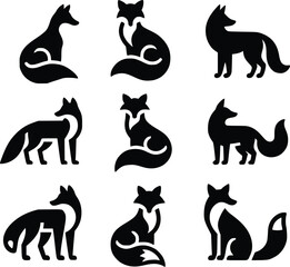 Fox silhouette design template 