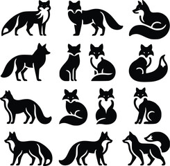 Fox silhouette design template 
